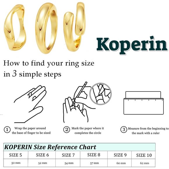 Women Dainty 3pc Stackable Chunky Rings Non Tarnish-Fashion Trendy 14K Gold - Picture 4 of 9